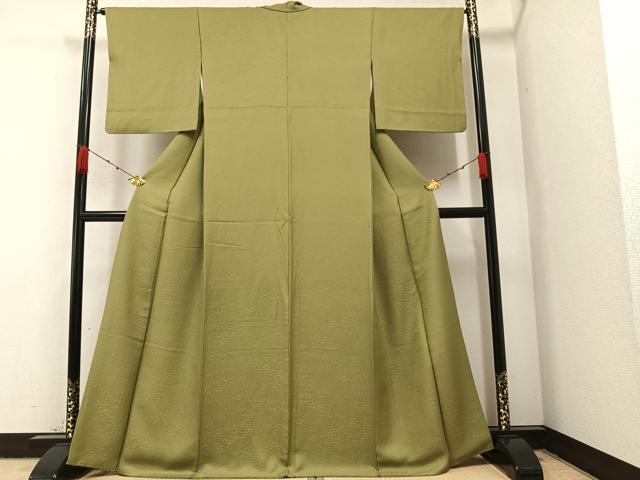 平和屋着物●上質な色無地　利休茶色　正絹　逸品　AABA1304ph