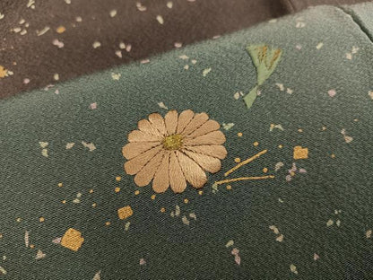 平和屋着物●訪問着　刺繍　草花文　暈し染め　金彩　正絹　逸品　AABA1303ph