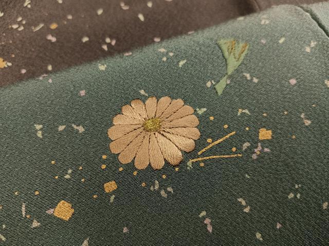 平和屋着物●訪問着　刺繍　草花文　暈し染め　金彩　正絹　逸品　AABA1303ph