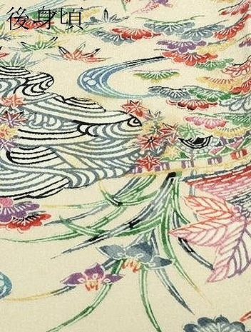 平和屋着物▽上質な小紋 単衣 型染め 風景文 鬼しぼ縮緬 正絹 逸品 DAAV9955sf