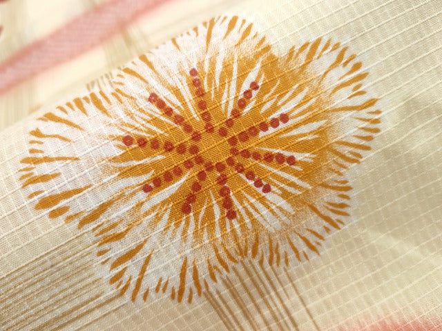 平和屋着物∴夏物 浴衣 綿紅梅 トンボ 蜻蛉 エ霞舞花文 綿 逸品 CAAW1053ng