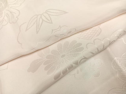 平和屋着物●振袖用長襦袢　無双仕立て　草花地紋　半衿刺繍　正絹　逸品　AABA2705ph