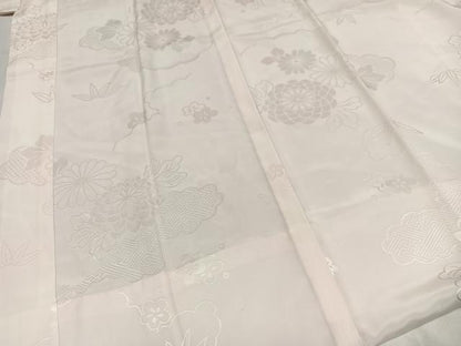 平和屋着物●振袖用長襦袢　無双仕立て　草花地紋　半衿刺繍　正絹　逸品　AABA2705ph