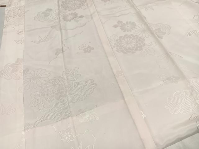 平和屋着物●振袖用長襦袢　無双仕立て　草花地紋　半衿刺繍　正絹　逸品　AABA2705ph