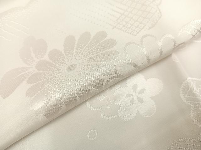 平和屋着物●振袖用長襦袢　無双仕立て　草花地紋　半衿刺繍　正絹　逸品　AABA2705ph