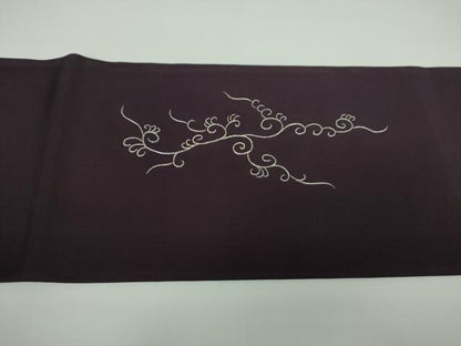 平和屋着物●塩瀬 九寸名古屋帯 総刺繍 休み鳥 唐草文 金糸 正絹 逸品 DAAV6830ps