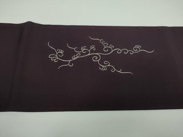平和屋着物●塩瀬 九寸名古屋帯 総刺繍 休み鳥 唐草文 金糸 正絹 逸品 DAAV6830ps