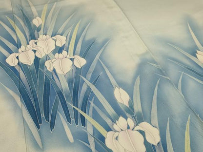 平和屋着物＊夏物 訪問着 絽 草花文 暈し染め 銀彩 正絹 逸品 AABA2797jd