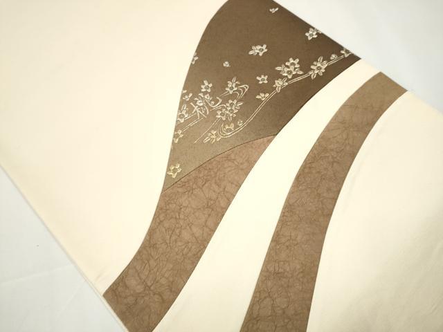 平和屋着物●太鼓柄袋帯　切嵌　桃　流水舞桜文　金彩　正絹　逸品　CAAX7312hy