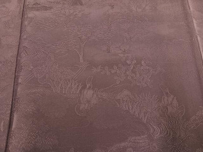 平和屋着物●豪華色留袖　色無地　葡萄鼠色　人物草花文　正絹　逸品　AABA3804ph