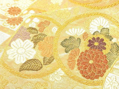 平和屋着物●六通柄袋帯 唐織 聖樹扇面文 金銀糸 正絹 逸品 DAAW4431cm