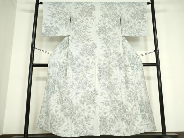 平和屋着物▽小紋 単衣 草花文 洗える着物 DAAV5717az