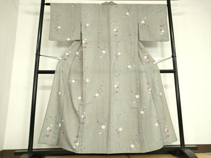 平和屋着物▽小紋 単衣 舞桜文 洗える着物 DAAV5701az