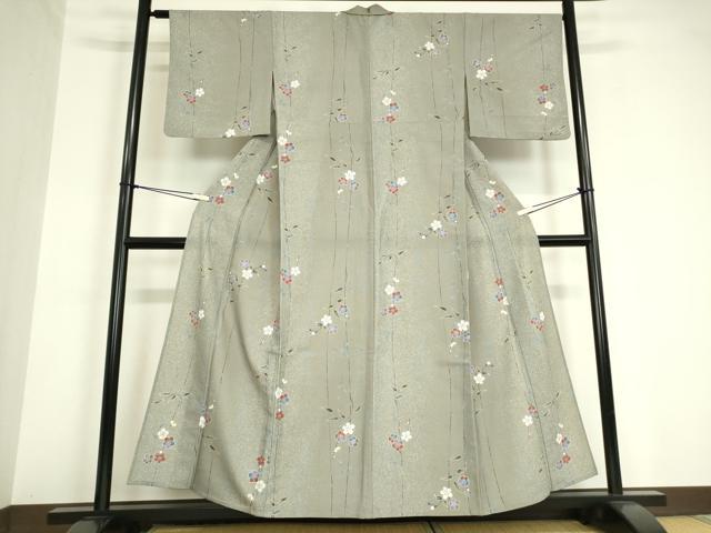 平和屋着物▽小紋 単衣 舞桜文 洗える着物 DAAV5701az