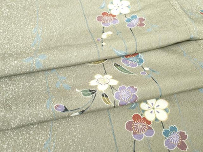 平和屋着物▽小紋 単衣 舞桜文 洗える着物 DAAV5701az
