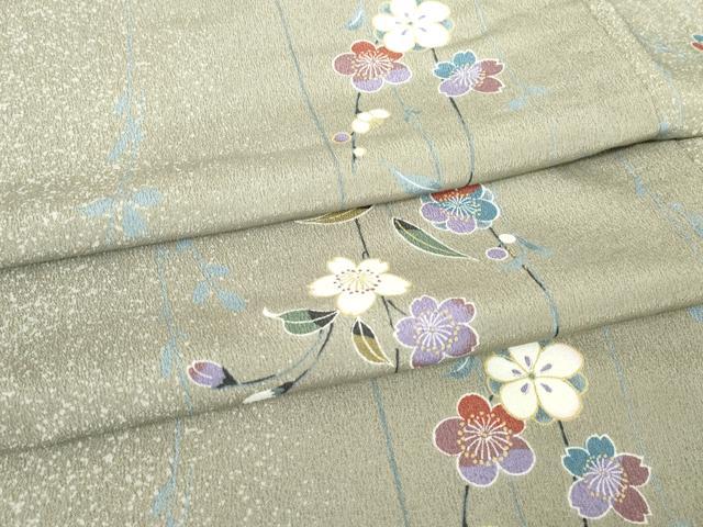 平和屋着物▽小紋 単衣 舞桜文 洗える着物 DAAV5701az