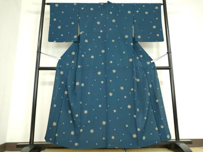 平和屋着物▽小紋 単衣 舞花文 洗える着物 DAAV5714az