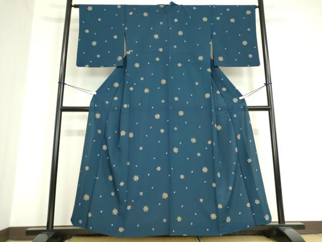 平和屋着物▽小紋 単衣 舞花文 洗える着物 DAAV5714az