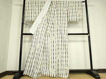 平和屋着物▽小紋 単衣 花間道 洗える着物 DAAV5725az