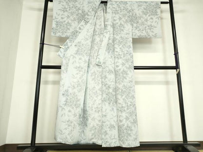 平和屋着物▽小紋 単衣 草花文 洗える着物 DAAV5717az