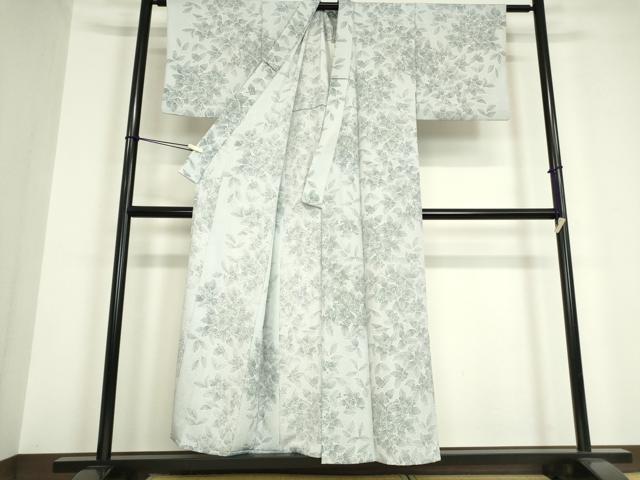 平和屋着物▽小紋 単衣 草花文 洗える着物 DAAV5717az