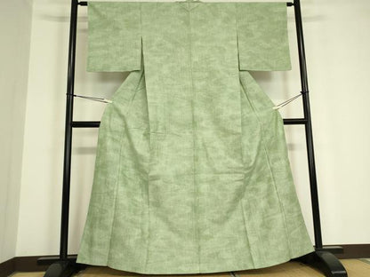 平和屋着物▽上質な紬 単衣 絣流水文 反端付き 正絹 逸品 DAAV5751az