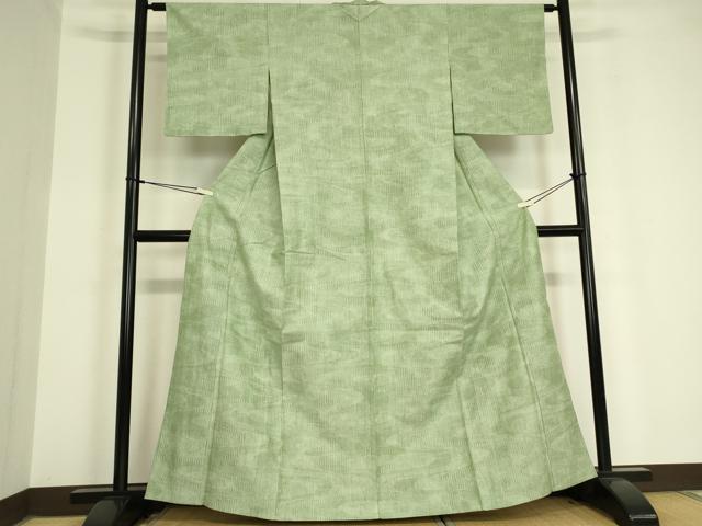 平和屋着物▽上質な紬 単衣 絣流水文 反端付き 正絹 逸品 DAAV5751az