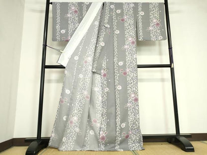 平和屋着物▽小紋 単衣 花間道 洗える着物 DAAV5733az