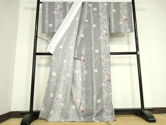 平和屋着物▽小紋 単衣 花間道 洗える着物 DAAV5733az