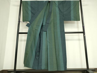 平和屋着物▽男性 本場縞大島紬 単衣 間道 100亀甲 キングサイズ 井田織物謹製 証紙付き 正絹 逸品 DAAV5788az