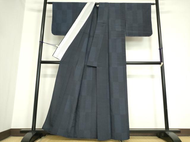 平和屋着物▽本塩沢　単衣　変わり市松文　110亀甲　正絹　逸品　DAAV5688az