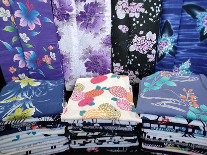 平和屋本店■浴衣 まとめて 45点 菊 花柄 紫陽花 百合 ラメ Luxjewel しじら織 など 着用可能多数 未使用品あり ppp2570