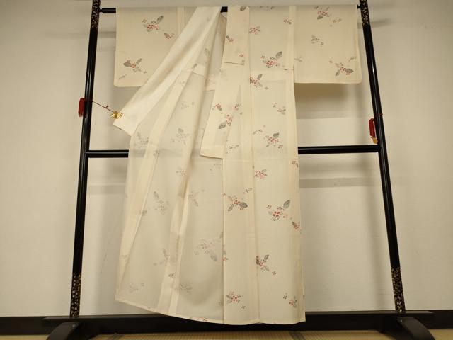 平和屋着物＊夏物 小紋 絽 草花文 正絹 逸品 AABA2855jd