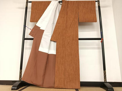 平和屋着物●上質な紬　縞　正絹　逸品　AABA0096zg
