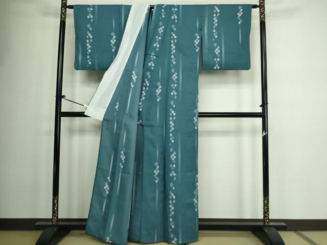 平和屋着物▽小紋　単衣　菱間道　洗える着物　DAAW9180sf