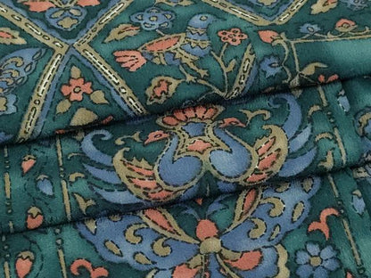 平和屋着物▽小紋 単衣 孔雀更紗花蝶文 暈し染め 洗える着物 DAAW9182sf