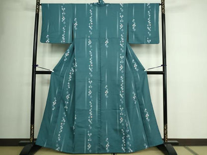 平和屋着物▽小紋　単衣　菱間道　洗える着物　DAAW9180sf