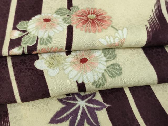 平和屋着物▽リョウコキクチ　Ryoko Kikuchi　小紋　単衣　草花文　洗える着物　DAAW9174sf 平和屋着物▽リョウコキクチ Ryoko Kikuchi 小紋 単衣 草花文 洗える