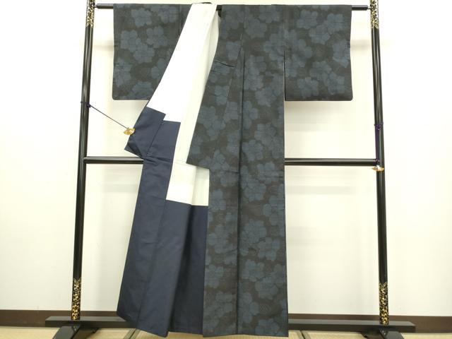 平和屋着物●本場大島紬 草花文 正絹 逸品 DAAV3365du
