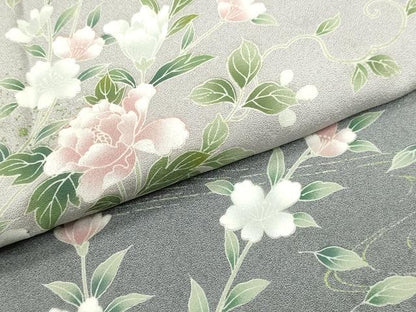 平和屋着物●訪問着　流水枝花文　暈し染め　正絹　逸品　DAAV3397du