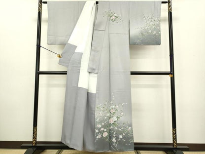 平和屋着物●訪問着　流水枝花文　暈し染め　正絹　逸品　DAAV3397du