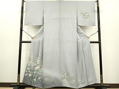 平和屋着物●訪問着　流水枝花文　暈し染め　正絹　逸品　DAAV3397du