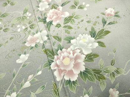 平和屋着物●訪問着　流水枝花文　暈し染め　正絹　逸品　DAAV3397du