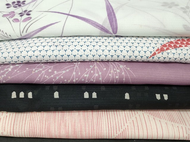 平和屋本店■夏物 小紋 絽 紗 洗える着物 まとめて20点 鶴 蝶 花柄 手描き 着用可能多数 se3625