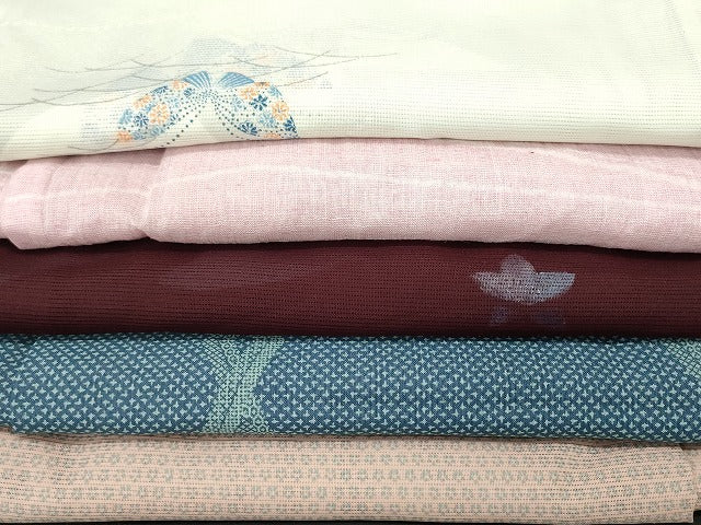 平和屋本店■夏物 小紋 絽 紗 洗える着物 まとめて20点 蝶 蜻蛉 花柄 手描き 着用可能多数 se3624