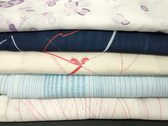 平和屋本店■夏物 小紋 絽 紗 洗える着物 まとめて20点 蝶 蜻蛉 花柄 手描き 着用可能多数 se3624