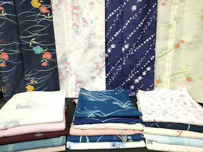 平和屋本店■夏物 小紋 絽 紗 洗える着物 まとめて20点 蝶 蜻蛉 花柄 手描き 着用可能多数 se3624