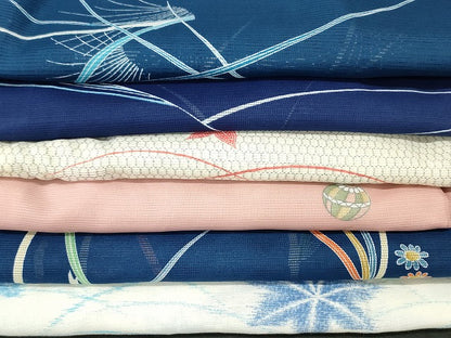 平和屋本店■夏物 小紋 絽 紗 洗える着物 まとめて20点 蝶 蜻蛉 花柄 手描き 着用可能多数 se3624