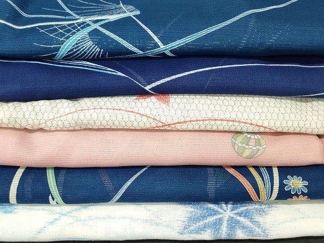 平和屋本店■夏物 小紋 絽 紗 洗える着物 まとめて20点 蝶 蜻蛉 花柄 手描き 着用可能多数 se3624