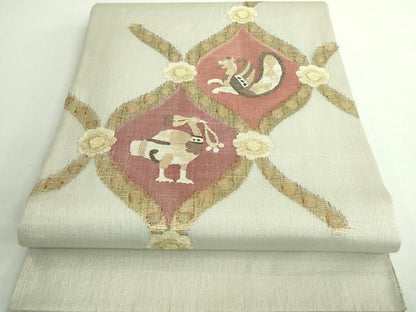 平和屋着物＊極上 夏物 太鼓柄袋帯 鳥獣花文 金銀糸 逸品 DZAA9475kh5